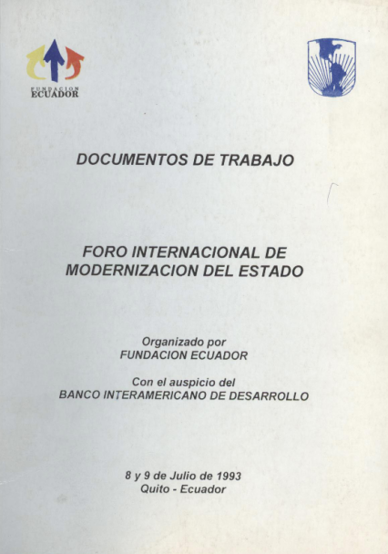 PORTADA DOCUMENTO DE TRABAJO FORO INTERNACIONAL DE MODERNIZACIÓN DEL ESTADO