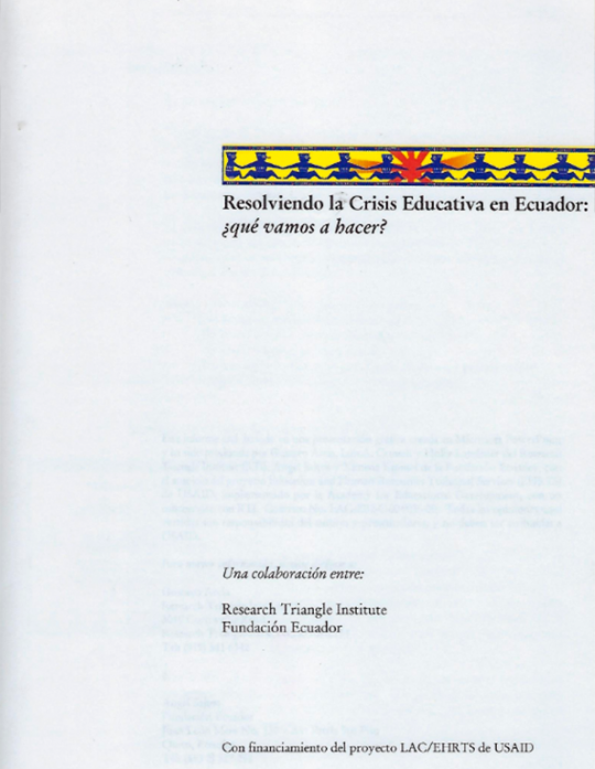 PORTADA RESOLVIENDO CRISIS EDUCATIVA ECUADOR